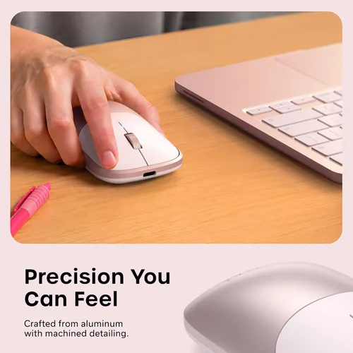 Vista 3 de Satechi Slim EX Wireless Mouse, Multi-Device Bluetooth & 2.4GHz Connection for macOS, Windows, iPadOS, and Android, Quiet Clicks, Anodized Aluminum