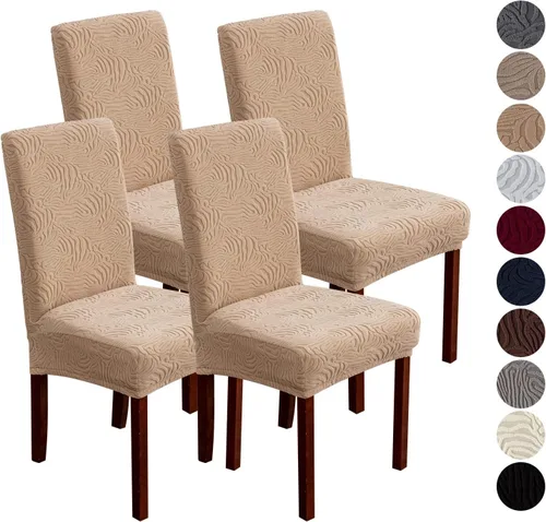 Vista 36 de Fundas para Sillas de Comedor, Fundas para Sillas de Comedor Elásticas Parsons, Protector de Sillas de Cocina para Comedor, Extraíbles, Lavables