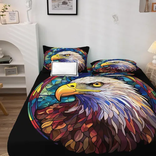 Vista 3 de Bald Eagle Sábanas tamaño individual – Sábanas de cama de pájaros, microfibra suave, bolsillo profundo, sábanas y fundas de almohada estampadas sin