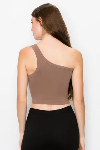 Vista 3 de Kurve Camiseta corta sin mangas para mujer, con un hombro acanalado, sin costuras, tela protectora UV, UPF 50+, fabricada en Estados Unidos