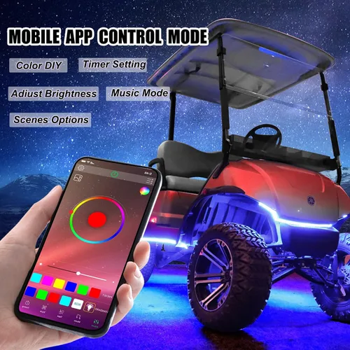 Vista 2 de Roykaw Tira de luz LED para carrito de golf, iluminación de neón para debajo de la carrocería, estándar de millones de colores, LED para EZGO/Club