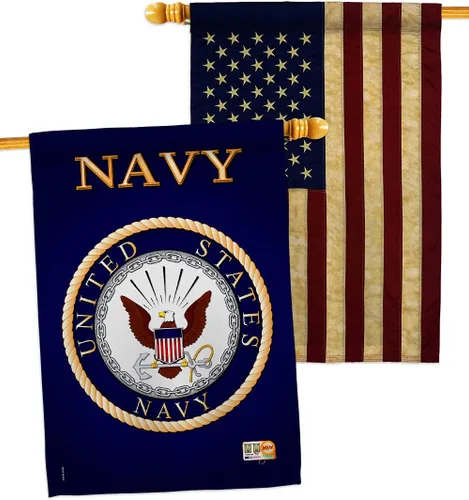 Vista 24 de Breeze Decor Bandera de jardín de 13 x 18.5 pulgadas, con licencia oficial de las Fuerzas Armadas de los Estados Unidos de la Marina de los Estados