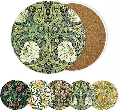Vista 7 de HUXJOKO Juego de 6 posavasos para bebidas, posavasos de cerámica absorbente mágica vikinga negra, alfombrilla redonda de piedra, con base de corcho