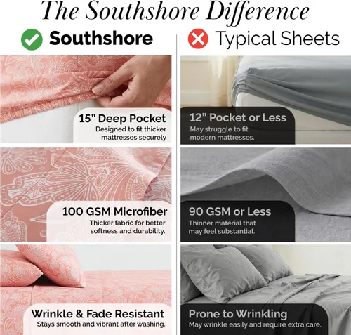 Vista 15 de Southshore Fine Living, Inc. Colección Winter Brush, juego de sábanas de 3 piezas para cama individual, sábana bajera con bolsillo profundo de 14