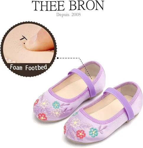 Vista 4 de THEE BRON Zapatos de vestir para niñas pequeñas Ballet Mary Jane Flats