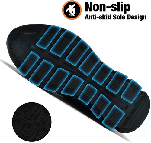 Vista 4 de Kezhiho Zapatos de trabajo con punta de acero para hombre, ligeros, cómodos, antideslizantes, a prueba de pinchazos, zapatos de seguridad