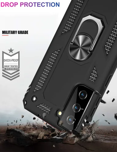 Vista 4 de IKAZZ Funda para Galaxy S21, Grado Militar Resistente a Golpes de Servicio Pesado Cubierta Protectora para Teléfono Pasa Prueba de Caída de 16 pies