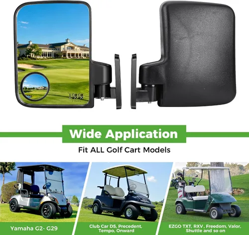 Vista 7 de 10L0L Espejo de carrito de golf sin perforación, espejos laterales con espejos de punto ciego, universal para Yamaha, Club Car, EZGO, espejos