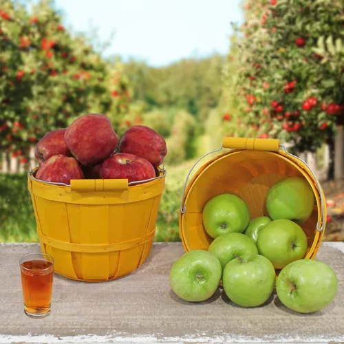 Vista 3 de Cornucopia Brands Cestas redondas de madera (paquete de 2, doradas); cubos de madera para frutas con asa, capacidad de 4 cuartos de galón; 6.1 Oro