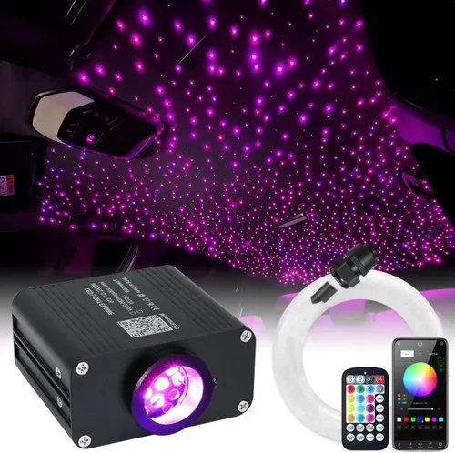 Vista 12 de Car Home Starlight Headliner Star - Kit de luces de techo parpadeantes y activadas por sonido, 200 unidades, 0.03 pulgadas x 9.8 pies, RGBW 16 W
