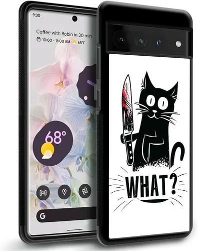 Vista 2 de CARLOCA Funda compatible con Google Pixel 7 Pro, Angry Cat Knife What Pattern Ultra Protección a prueba de golpes de silicona suave TPU