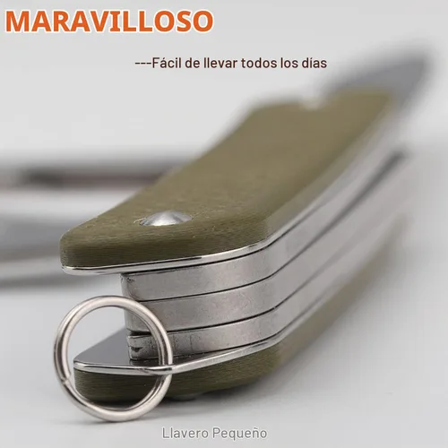 Vista 9 de Ruike Llavero Cuchillo de Bolsillo Pequeño, Multiherramienta Plegable 6 en 1, Acero Inoxidable 12C27, Mango G10, Equipo Táctico de Camping EDC Mini