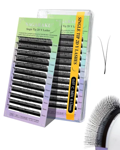 Vista 38 de NAGARAKU YY - Extensiones de pestañas, suministros Y, Lash 4D, Easy Fan, pestañas cruzadas de volumen ruso, pestañas YY, tejidas a mano, malla