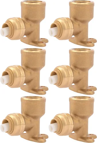 Vista 10 de SharkBite Codo de oreja de caída de 1/2 pulgada x 1/2 pulgada, FNPT, Empuje para conectar accesorios de plomería de latón, tubo PEX, cobre, CPVC