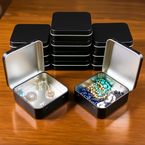 Vista 2 de Goodma 12 latas cuadradas de metal vacías para el hogar, mini caja organizadora con tapa con bisagras, 2.76 x 2.76 x 0.79 pulgadas (negro)
