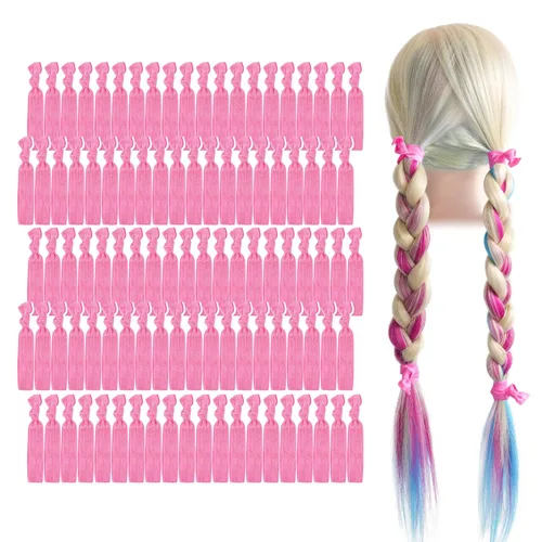 Vista 12 de MEEDEE Paquete de 100 lazos para el cabello, color negro, sin pliegues, nudos suaves para mujeres, sin daño, adecuado para colas de caballo, yoga