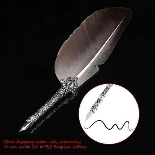Vista 3 de Juego de bolígrafos de inmersión en inglés, juego de bolígrafos retro, bolígrafo de tinta para escribir, el mejor regalo con 5 puntas (negro)