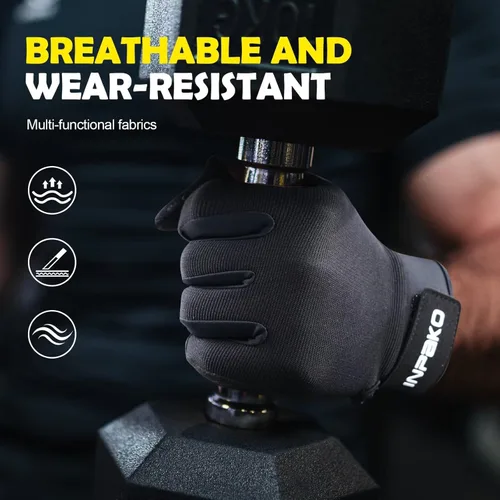 Vista 3 de Guantes de entrenamiento para hombres y mujeres, ligeros, con agarre de palma completa, acolchados, guantes de gimnasio para levantamiento de pesas