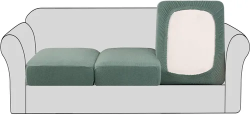 Vista 27 de H.VERSAILTEX - Fundas elásticas para cojín de sofá individual, fundas de asiento para silla de sofá, protector de cojín con tejido jacquard de sarga