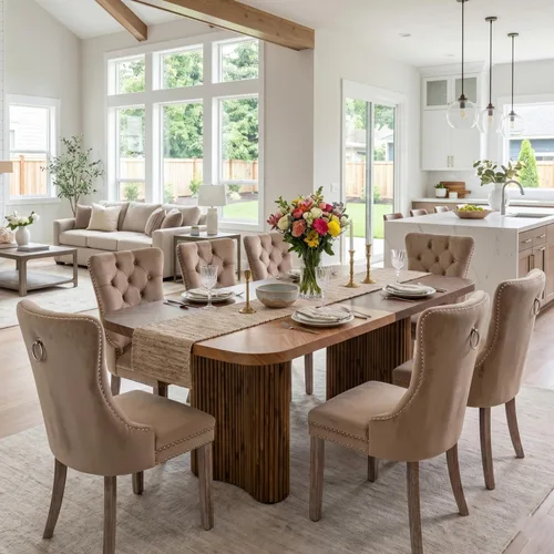 Vista 8 de Mesa de comedor extra larga de 78.7 pulgadas para 6-10 personas, mesa de cocina moderna con bases estriadas, mesa de comedor rectangular de granja