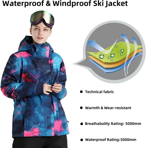 Vista 4 de GSOU SNOW Women's Ski Jackets and Pants Set Snowboarding Snowsuit Waterproof Windproof