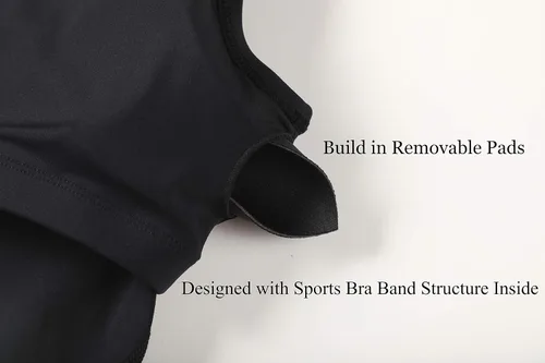 Vista 4 de Oalka - Brasier deportivo para mujer, brasier de yoga tipo ombliguera, acolchada y de longitud total, brasier para entrenar y fitness