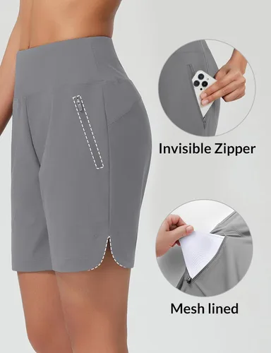 Vista 76 de baleaf Traje de baño de cintura alta de 3, 5, 7, 9 pulgadas, para mujer, de secado rápido, con bolsillos