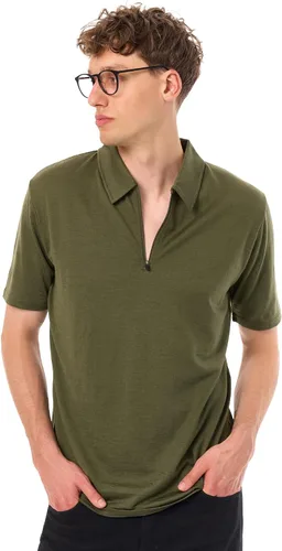 Vista 10 de 100% Merino Wool Polo Shirt Men - Quarter Zip Long and Short Sleeve Black