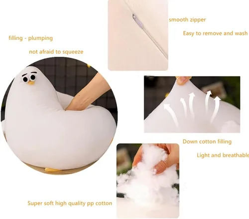 Vista 4 de JOSON Juguete de gaviota de peluche gordito, lindo animal de pollo gordo de dibujos animados para niños y niñas (10.27 pulgadas)