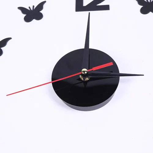 Vista 4 de Kit de reloj de pared grande sin marco, silencioso, sin tictac, 3D, moderno, con mariposas, para bricolaje, con número de espejo, calcomanías