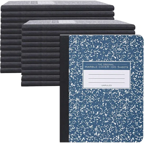 Vista 3 de ROARING SPRING Cuaderno de composición de tapa dura, libro de comp de mármol negro, 9.75 ″ x 7.5 pulgadas, papel en blanco sin rayas, 50 hojas