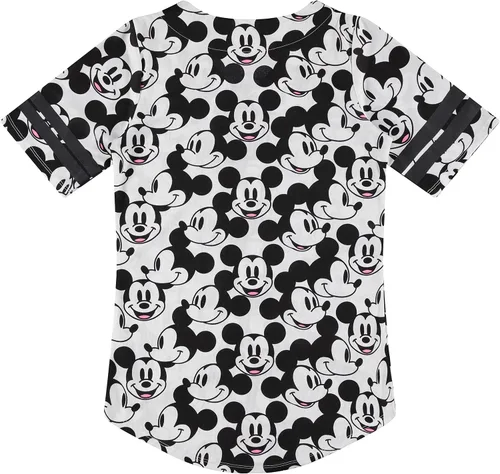 Vista 8 de Disney Camiseta de béisbol de Mickey Mouse con botones para mujer, diseño de Mickey y Minnie Mouse