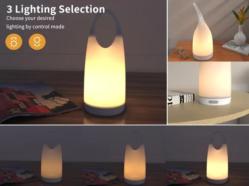 Vista 4 de Linterna de Camping LED Portátil 2 en 1, Lámpara de Mesa Nocturna con Carga, Linterna de Camping LED, Impermeable, Atenuación de 3 Niveles y Carcasa