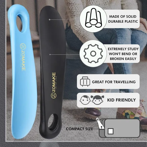Vista 5 de ZOMAKE Bocina de plástico para zapatos, bocinas de viaje para hombres, mujeres, personas mayores y niños - Cuchara para zapatos - Ayudante