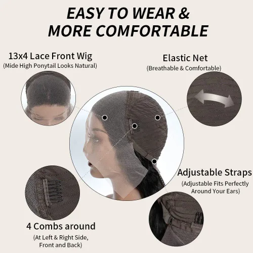 Vista 6 de Spotlight Peluca de cabello humano con encaje frontal HD de 13 x 4, densidad del 180 %, peluca frontal de encaje transparente, prearrancada