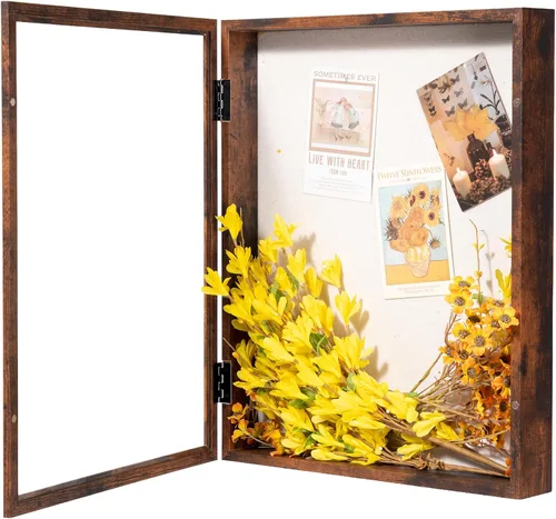 Vista 17 de Muzilife Marco de Fotos Caja de Sombra de 11 x 11 pulgadas - Vitrina Cuadrada de Madera y Vidrio con Interior Profundo de 2.16 pulgadas, Lista