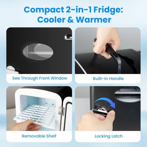Vista 3 de HealSmart Mini refrigerador portátil, refrigeradores compactos enfriadores y calentadores de 4 litros 6 latas, con ventana de observación, 100%