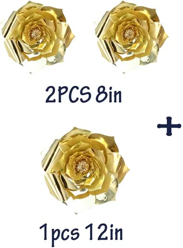 Vista 2 de N/C 3 piezas de flores de papel para fiesta, flores de papel para fondo de boda, decoración DIY hecha a mano para fondo de boda, decoración de pared