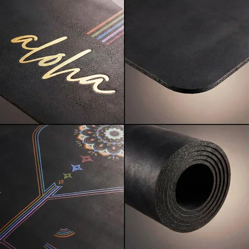 Vista 2 de Aloha Bliss - Tapete de yoga – Goma natural antideslizante, ecológica y resistente al sudor, alfombrilla de entrenamiento gruesa, 72 x 27 pulgadas
