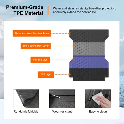 Vista 5 de powoq Tapete para cama de camioneta de 6 pies compatible con forro de cama de camioneta Toyota Tacoma 2005-2023 Material TPE de reemplazo