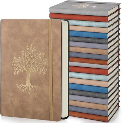 Vista 13 de Dispowreath Paquete de 10 cuadernos rayados de cuero A5 de tapa dura para escribir, 200 páginas, 10 colores, bloc de notas para viajes, trabajo