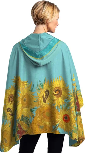 Vista 7 de RainCaper Cherry Blossoms Poncho de lluvia para mujer con capucha reversible Flores de cerezo