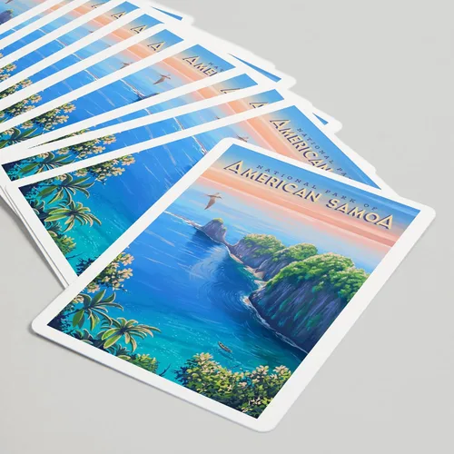 Vista 5 de Lantern Press Parque Nacional de Samoa Americana, pintura al óleo (52 cartas de juego, baraja de cartas de tamaño póquer con Jokers)