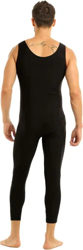 Vista 6 de renvena Body de licra sin mangas para hombre de cuerpo completo ajustado traje de baile