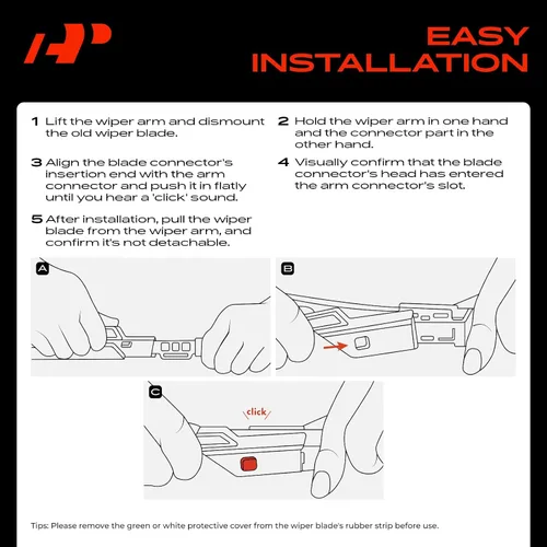 Vista 8 de A-Premium Limpiaparabrisas de 24 + 18 pulgadas compatible con Mazda CX-5 2013-2016, 6 2009-2017, conector de gancho, con indicador de desgaste