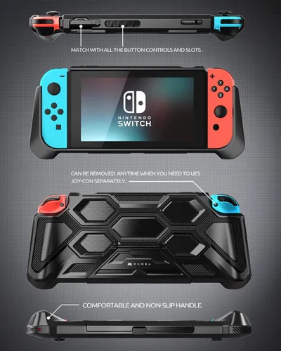 Vista 5 de Mumba Funda protectora para Nintendo Switch, Battle Series Funda de agarre resistente para consola Nintendo Switch con cómodos agarres acolchados