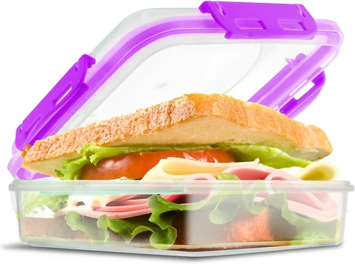 Vista 11 de Tafura Recipientes y cajas para sándwiches de alta calidad, sin BPA, para loncheras, duradero y reutilizable, soporte para sándwiches para mayor