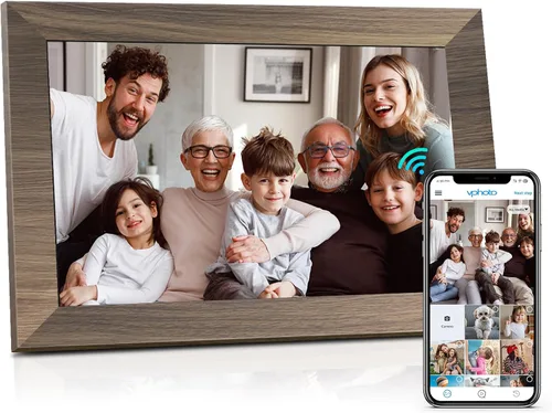 Vista 10 de Marco de fotos digital WiFi de 10.1 pulgadas, pantalla táctil IPS de 1280 x 800HD, marco de fotos digital electrónico, memoria de 16 GB, rotación