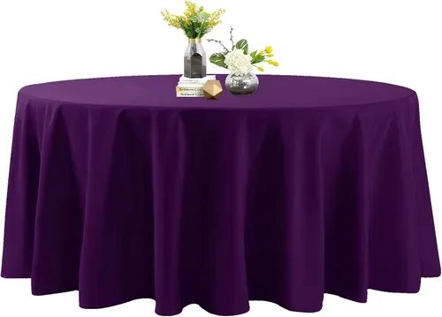Vista 68 de Mantel de poliéster lavable de 132 pulgadas, resistente a las manchas y a las arrugas, mantel decorativo para mesa de comedor, fiestas de bufé