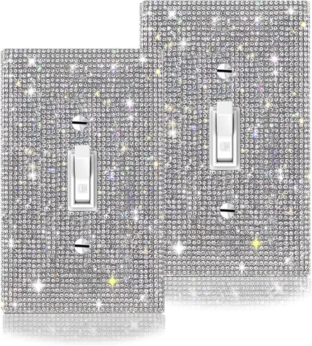 Vista 19 de Cubierta decorativa para interruptor de diamantes de imitación plateados brillantes, placa de pared de una sola banda 1 unidad-XKSZ 1